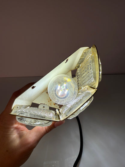 Vintage Wandlampe gold Glas von Vitrika