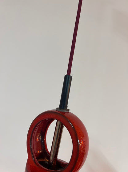 Vintage Hängelampe aus roter Keramik, West Germany, 1970er