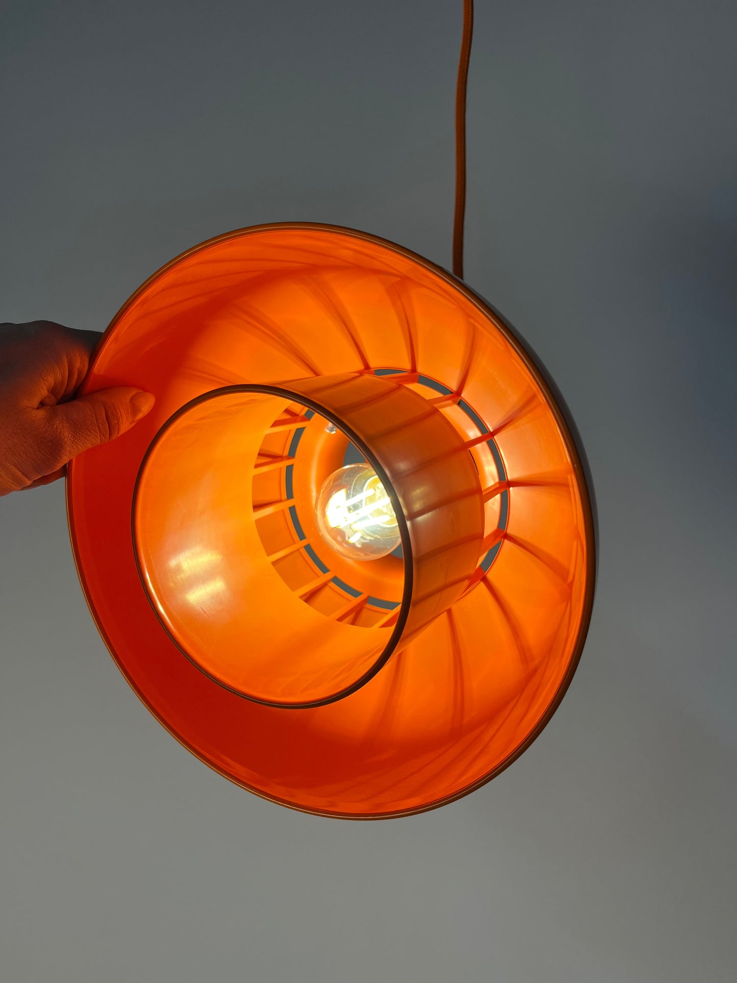 Vintage Hängelampe Minisol von K. Kewo für Nordisk Solar, Orange
