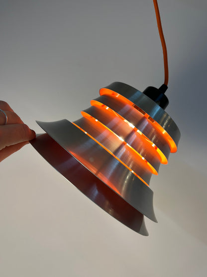 Vintage Lamellenlampe silber-orange von Carl Thore für Granhaga