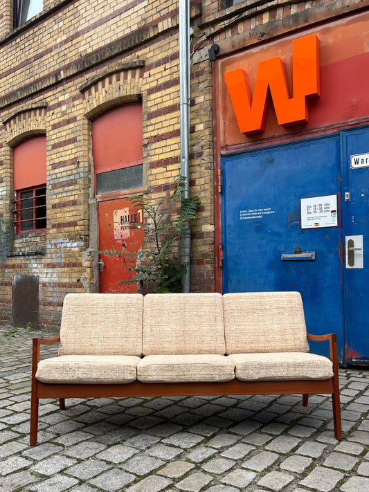 3-Sitzer Sofa Senator beige Wolle Teak von Ole Wanscher für Cado