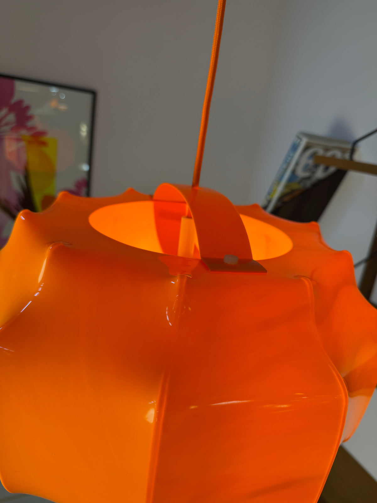 Vintage Hängelampe Orange von Ilka Plast, Space Age