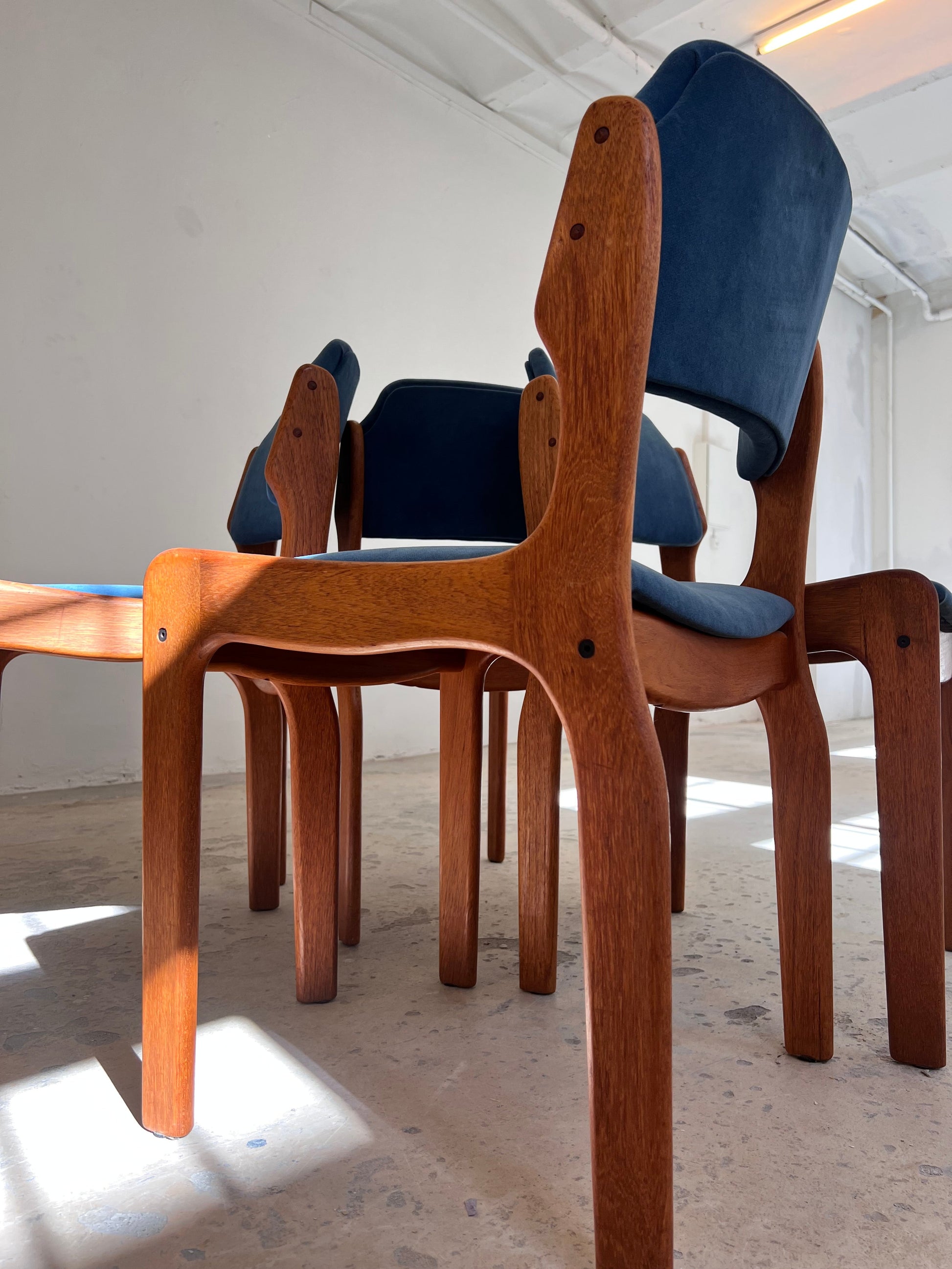 Vintage Polsterstuhl Set von 4 von Erik Buch für O.D. Møbler blau Teak