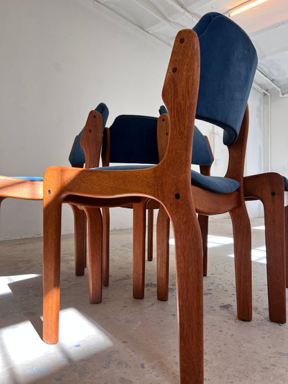 Vintage Polsterstuhl Set von 4 von Erik Buch für O.D. Møbler blau Teak