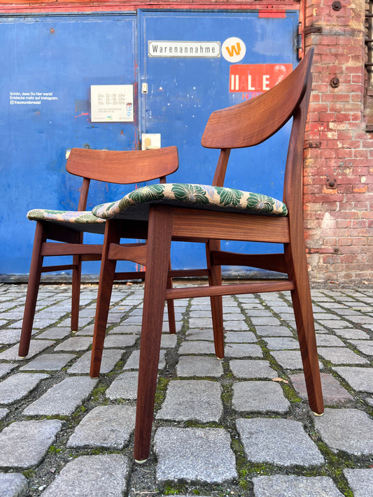 Vintage Esszimmerstuhl floral Teak von Farstrup Set von 2