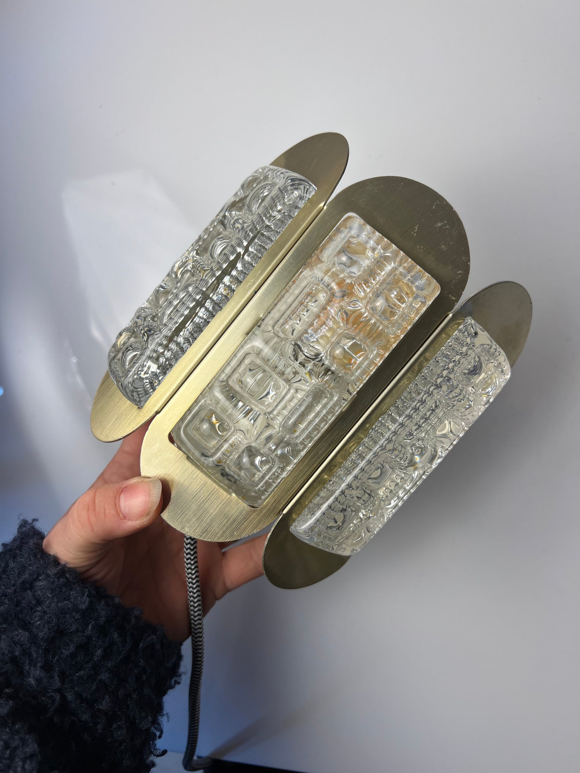 Vintage Wandlampe von Vitrika für Vitrika Gold Transparent