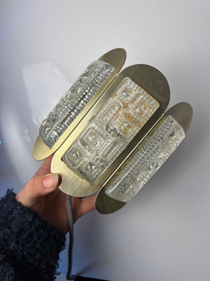 Vintage Wandlampe von Vitrika für Vitrika Gold Transparent
