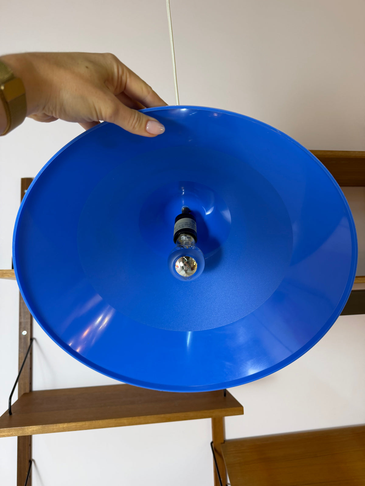 Vintage Hängelampe "Apollo" blau von Nordisk Solar