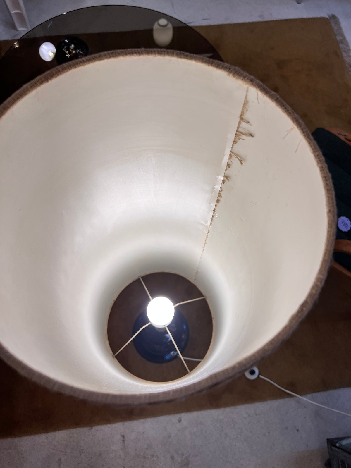 Vintage Stehlampe von EEA Leuchten, dunkelbraun beige Keramik