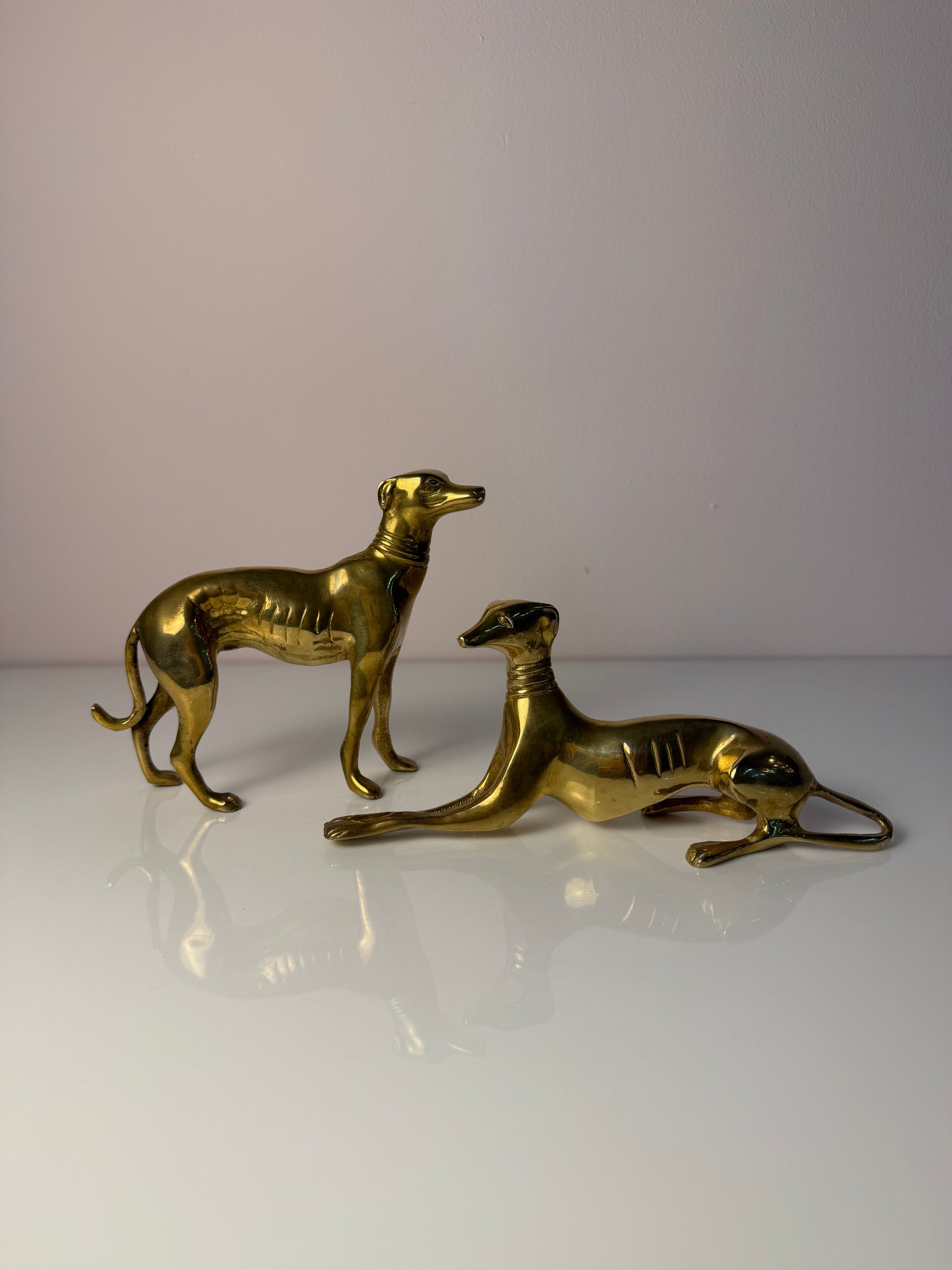 Set von 2 Vintage Windhund Skulptur aus Messing, Art Déco