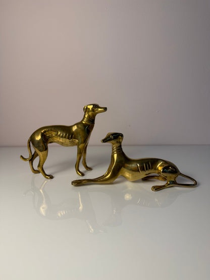 Set von 2 Vintage Windhund Skulptur aus Messing, Art Déco
