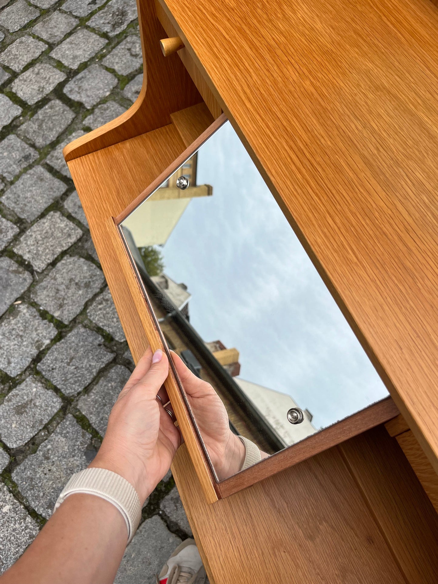 Secrétaire vintage avec miroir en chêne du Danemark