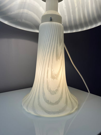 Vintage Pilzlampe von Peill+Putzler weiß Zebramuster