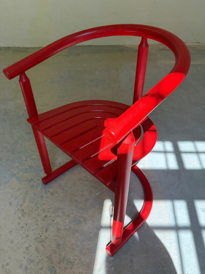 Vintage Armlehnstuhl "Rainbow Chair" von Allmilmö, rot