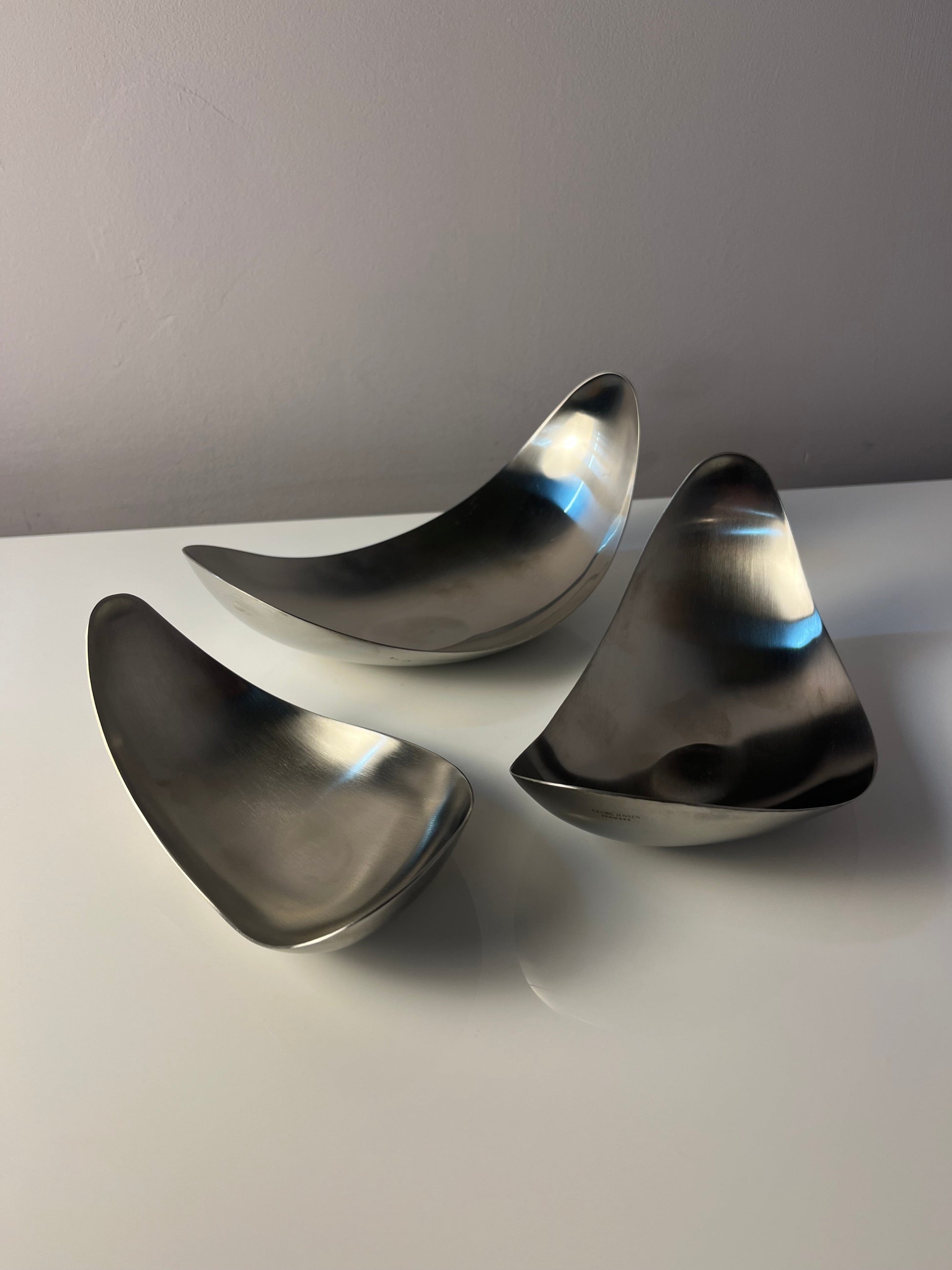 Vintage Servierschale Leaf von Helle Damkjær für Georg Jensen Set von 3