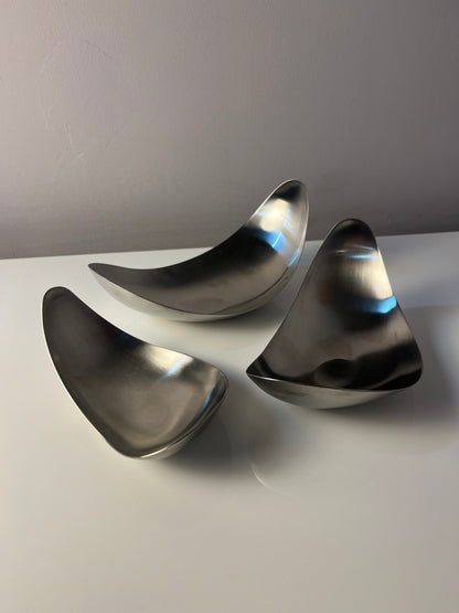 Vintage Servierschale Leaf von Helle Damkjær für Georg Jensen Set von 3