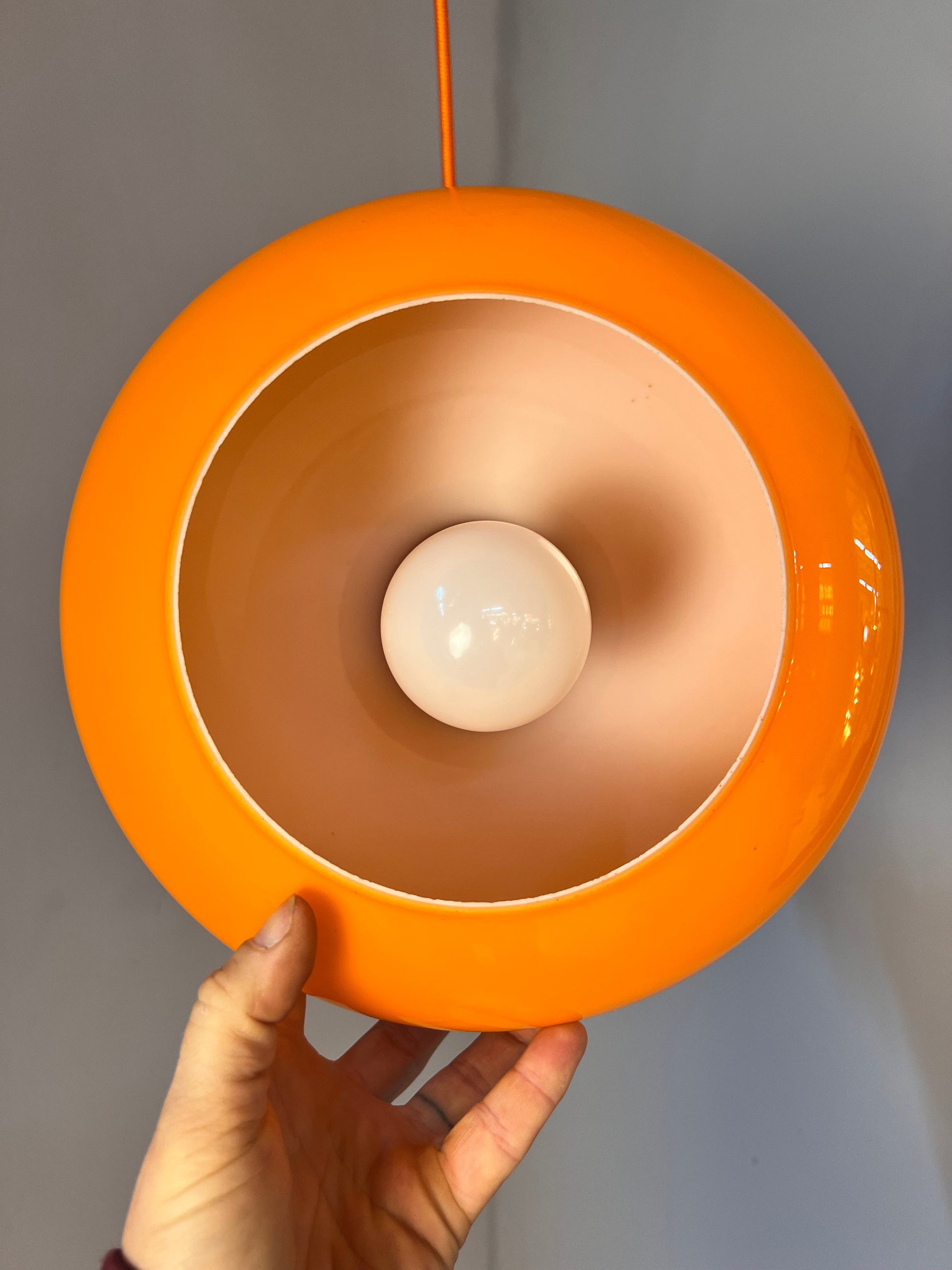 Vintage Hängelampe von Peill und Putzler, orange, Glas