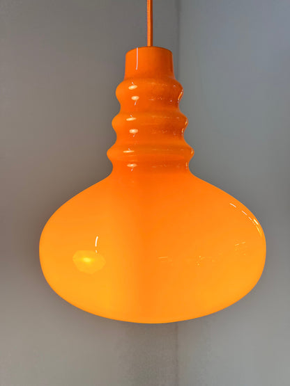 Vintage Hängelampe von Peill und Putzler, orange, Glas