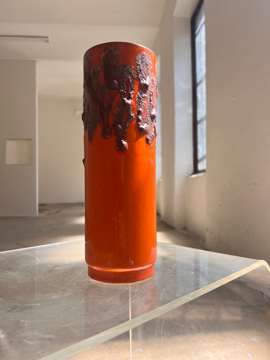 Vintage Vase Fat Lava orange von Scheurich West Germany