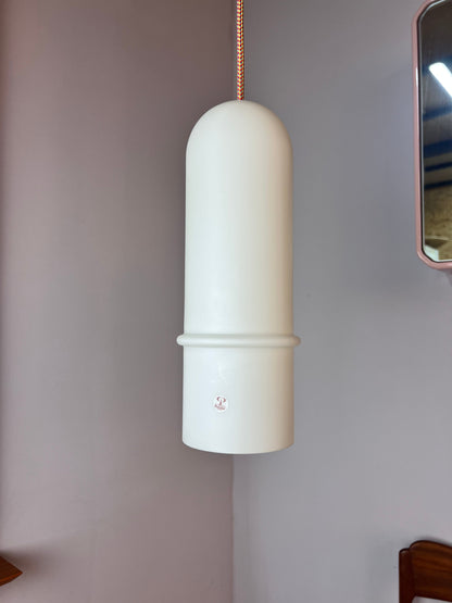 Vintage hanging lamp opal glass from Peill &amp; Putzler white