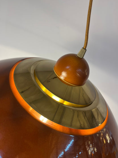 Vintage Hängelampe Messing und Orange aus Belgien