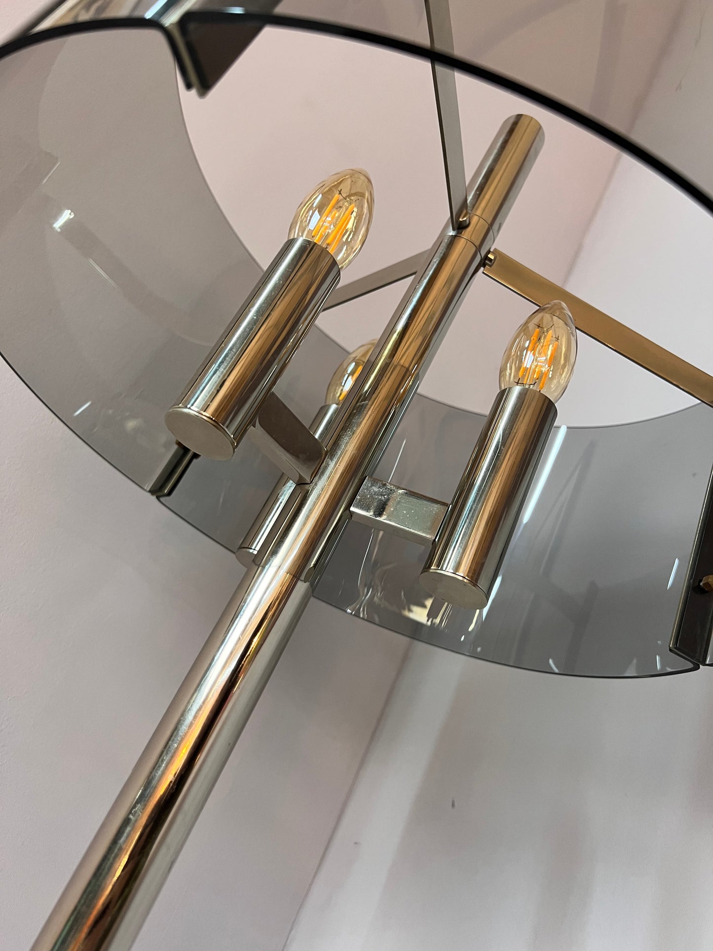 Vintage Tischlampe Chrom und Rauchacryl