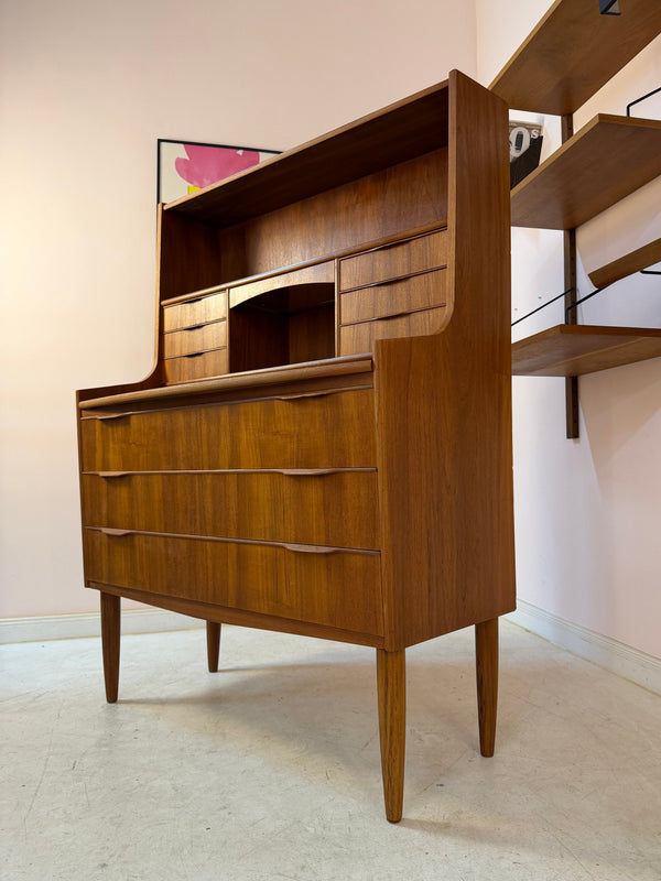 Sekretär mit Spiegel und ausziehbarer Platte aus Teak, Dänemark