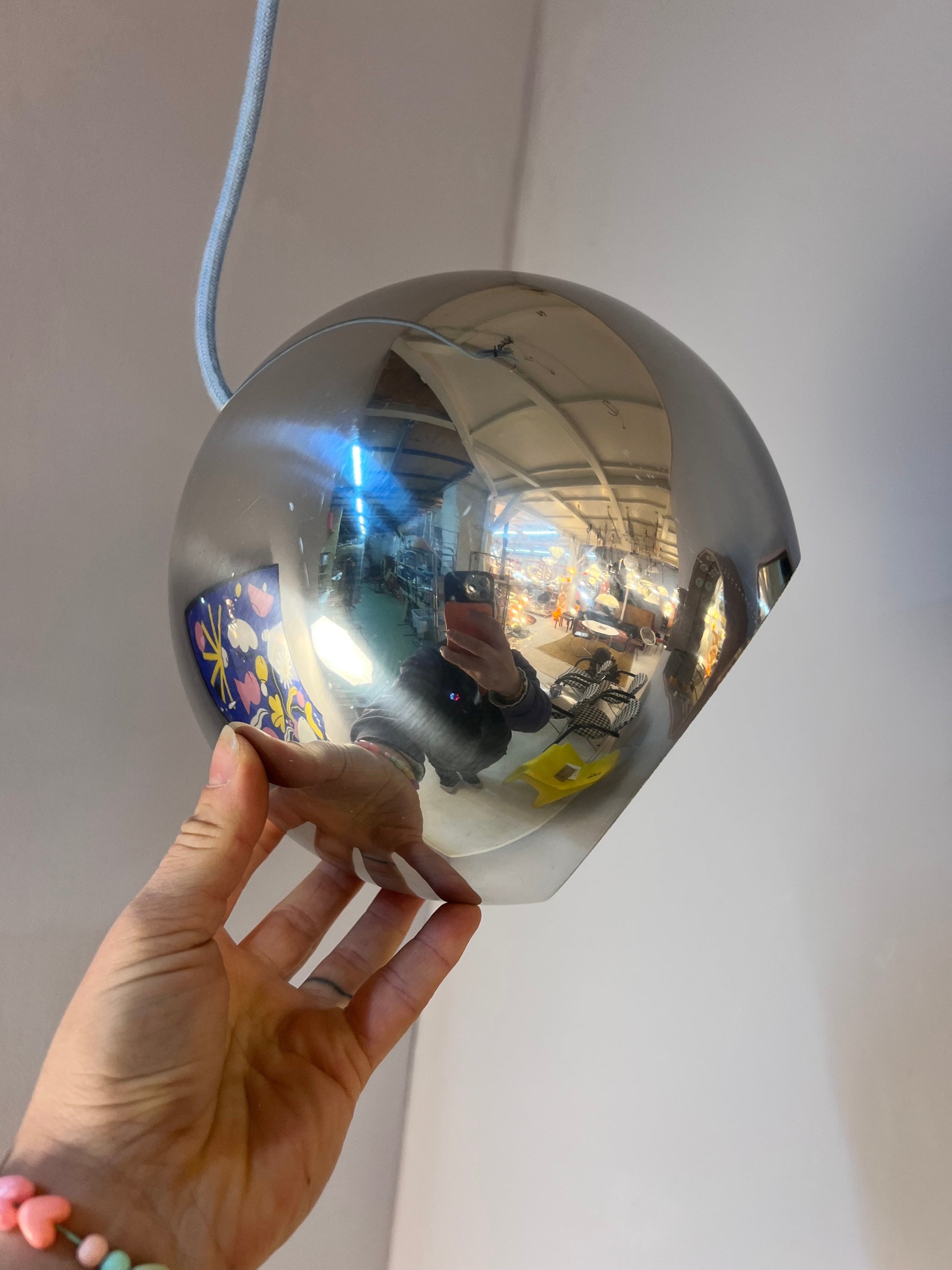 Vintage Lampe Topan von Verner Panton für &Tradition Chromsilber