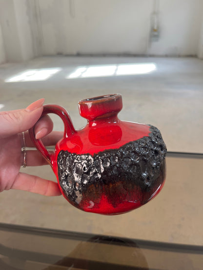 Vintage Vase 210 rot schwarz von Kreutz für Kreutz Keramik Lava-Glasur