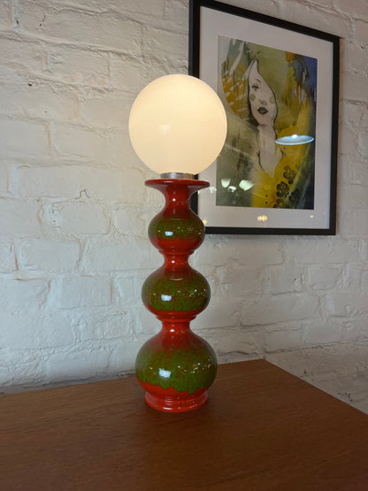 Vintage table lamp Bubble ceramic red green by Kaiser Leuchten