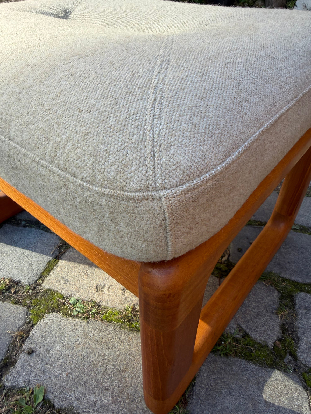 Hocker Teak und Wollstoff von Holstebro Møbelfabrik
