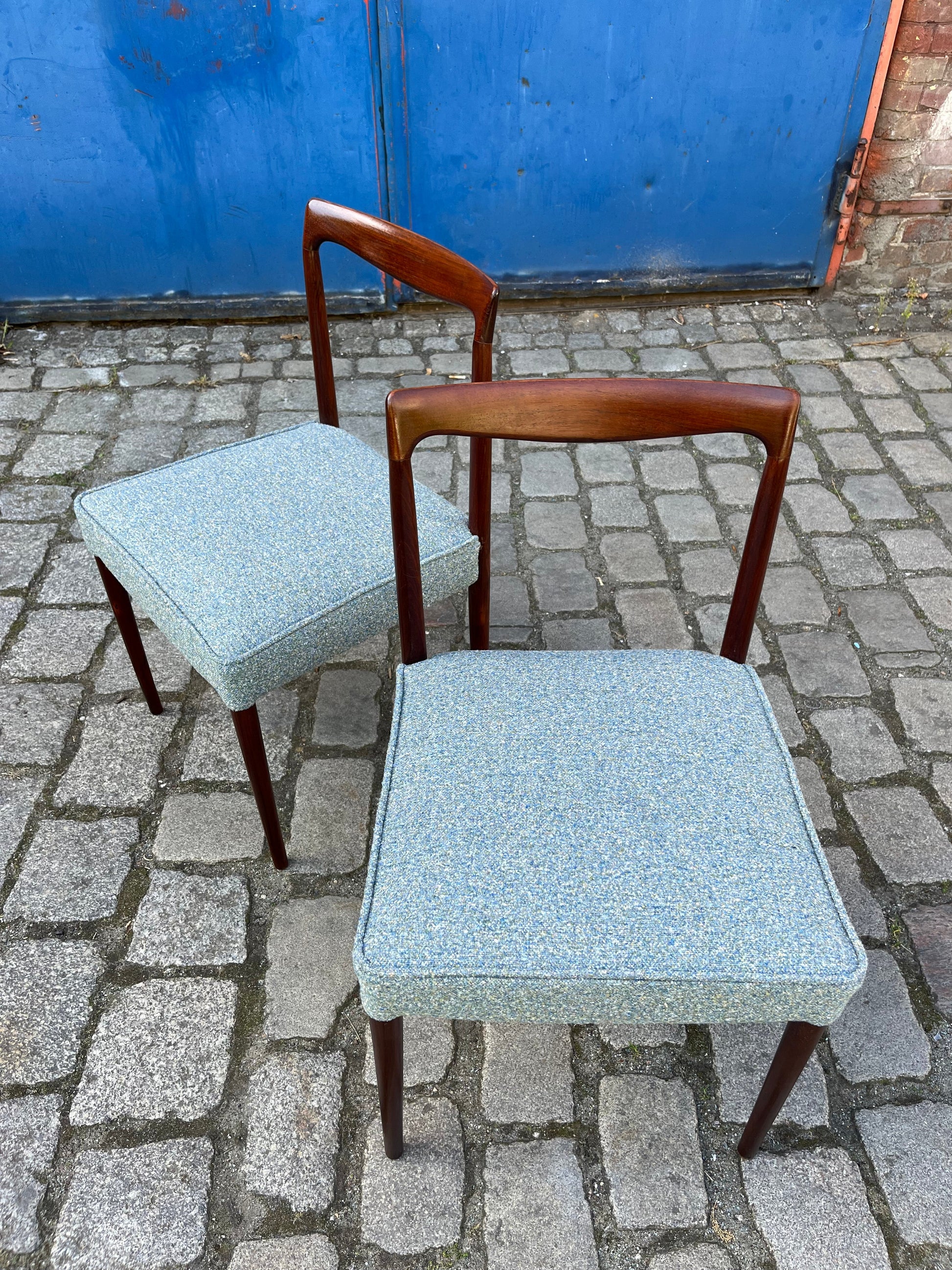 2x Polsterstuhl blau Palisander