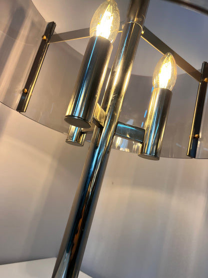 Vintage Tischlampe Chrom und Rauchacryl
