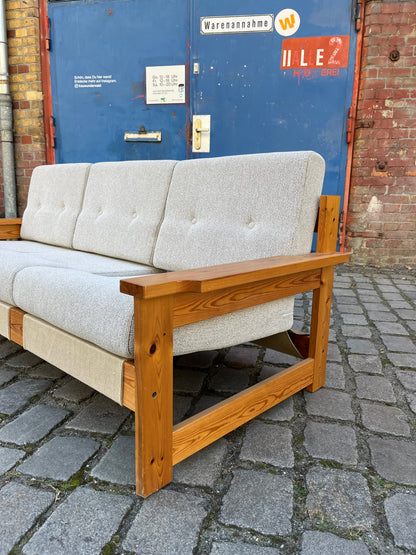 3-Sitzer Sofa beige grau Safari-Stil