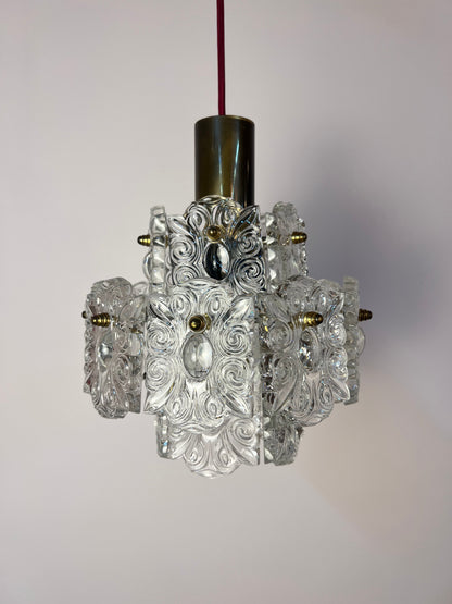 Vintage Hängelampe Kristallglas von Kinkeldey