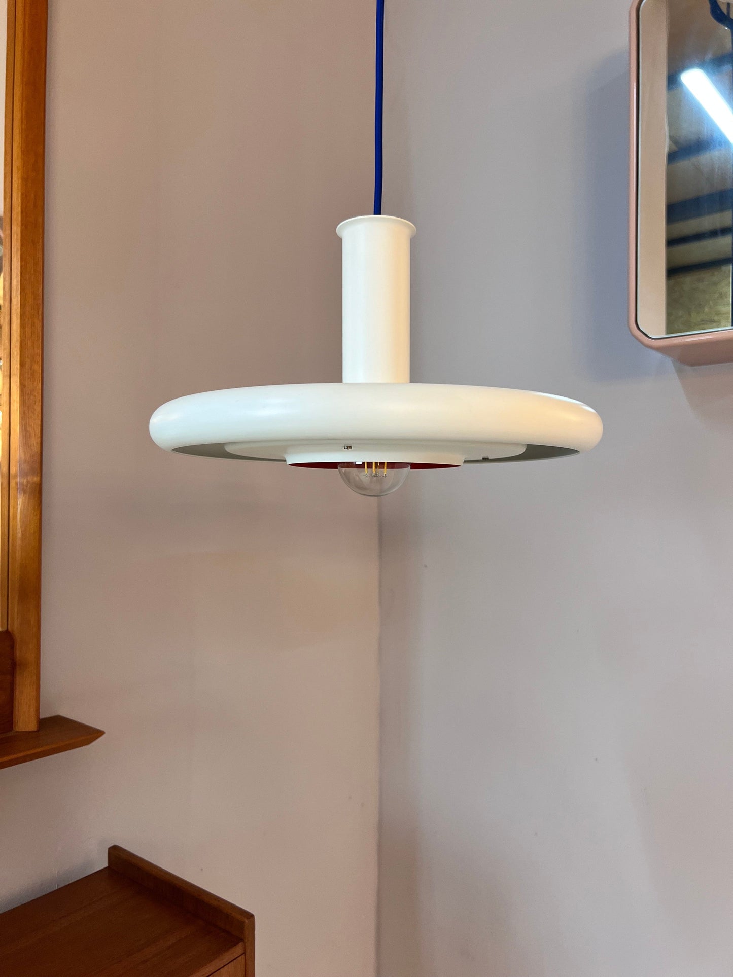 Hanging lamp “Optima” white by Hans Due for Fog &amp; Mørup