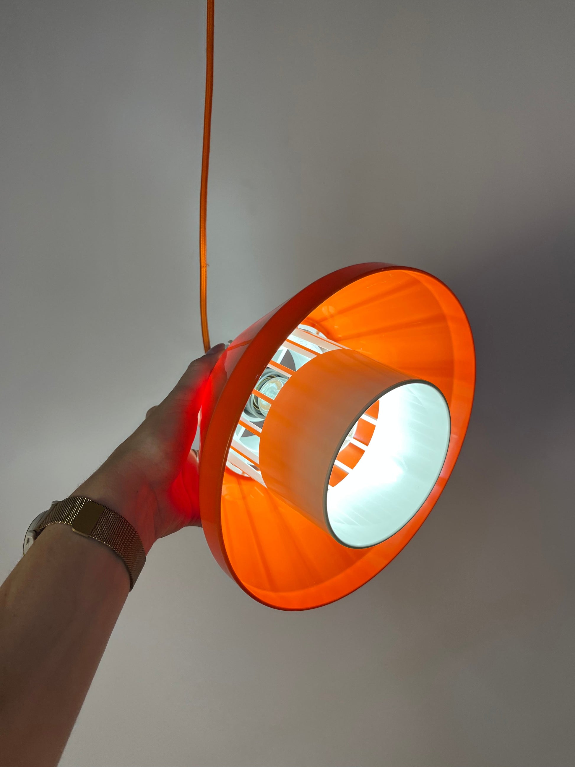 Vintage Hängelampe Modell 854 orange von Lyskær Belysning