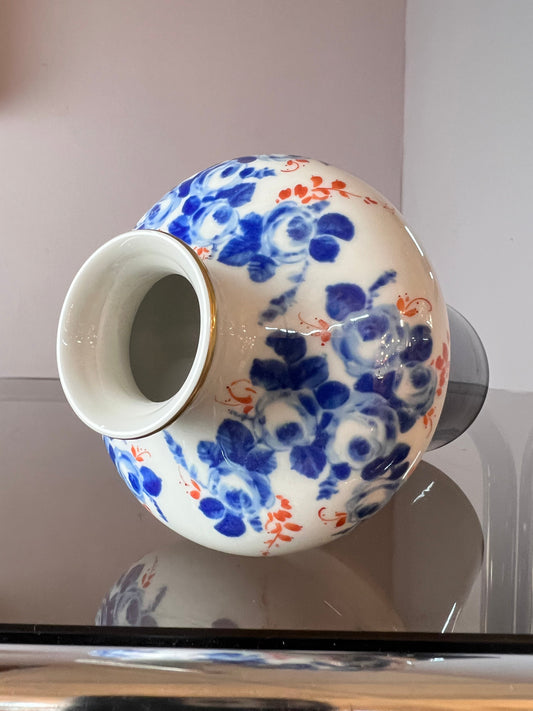 Vintage Vase blau weiß Porzellan von Unterweissbach