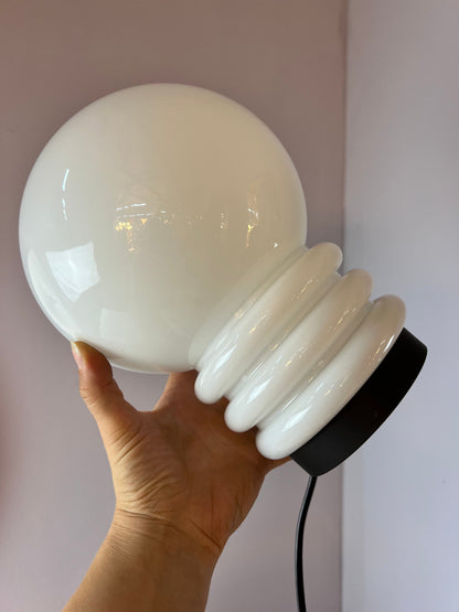 Vintage Tischlampe Glas von Glashütte Limburg weiß