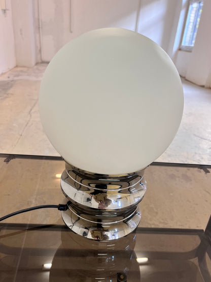 Vintage Tischlampe von VEB NARVA Chrom Opalglas