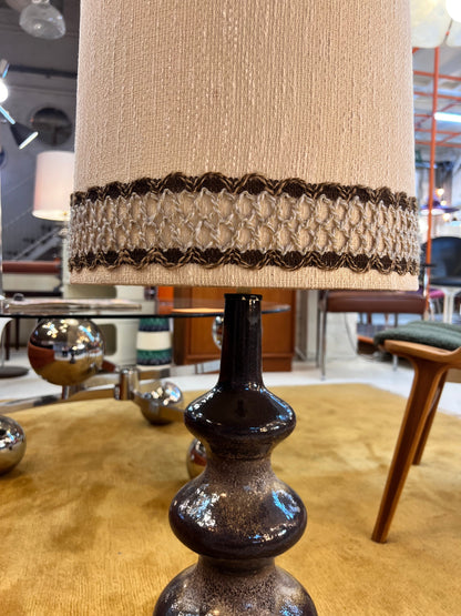 Vintage Stehlampe von EEA Leuchten, dunkelbraun beige Keramik