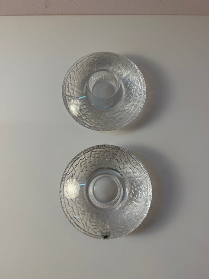 Set von 2 Diskus Kerzenhalter von Lars Hellsten für Orrefors