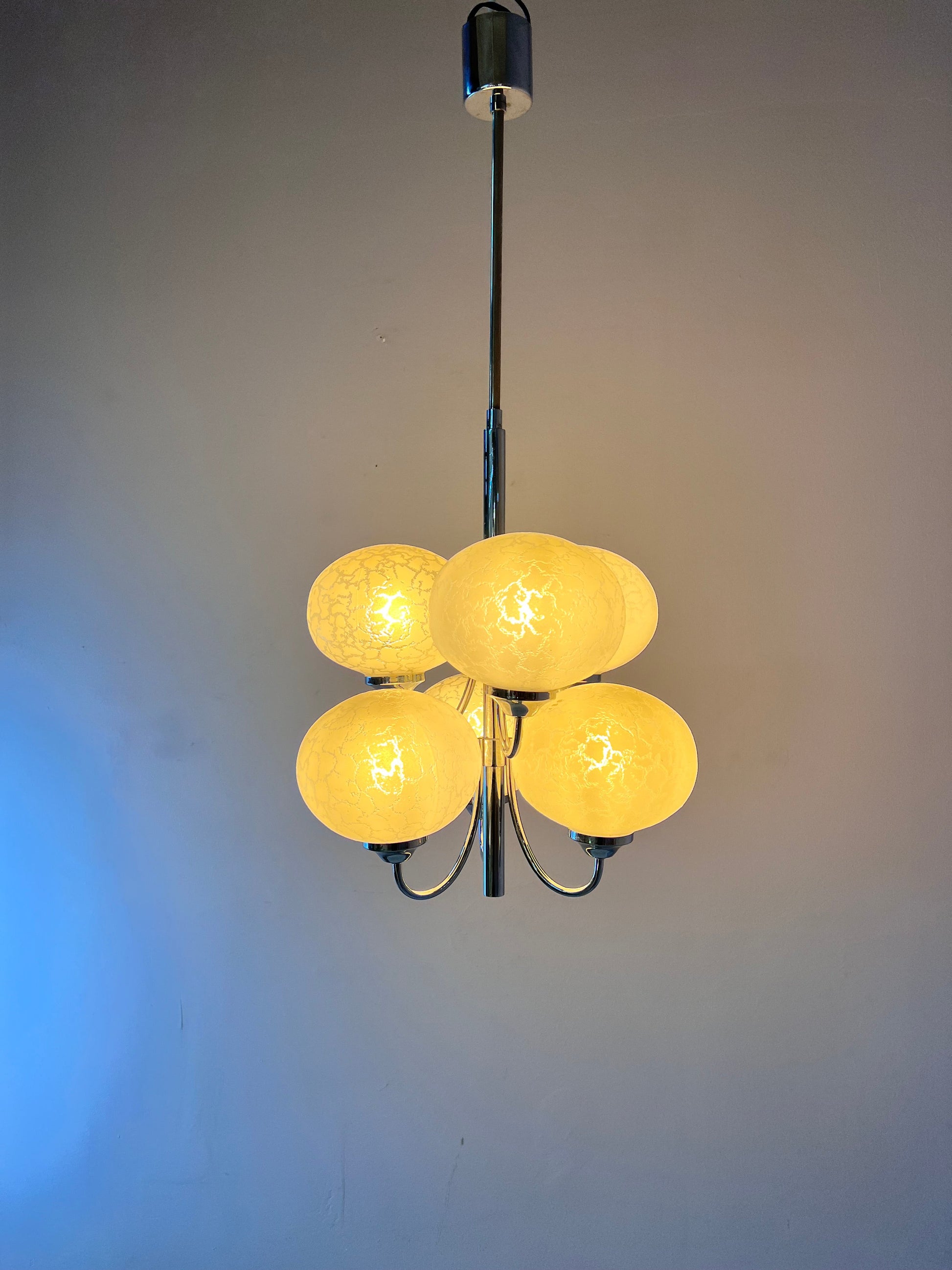 Vintage Kronleuchter mit 6 Kugeln von Richard Essig für Hustadt