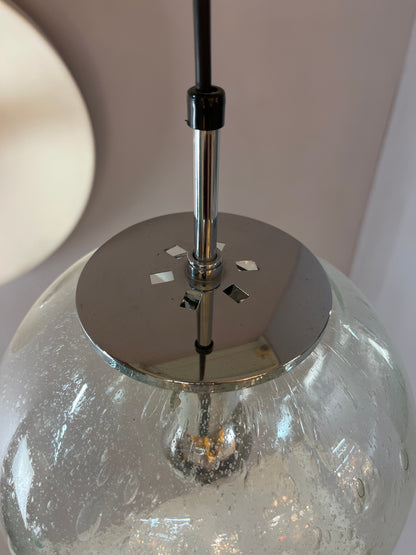 Vintage Kugellampe Einschlussglas Chrom von Glashütte Limburg