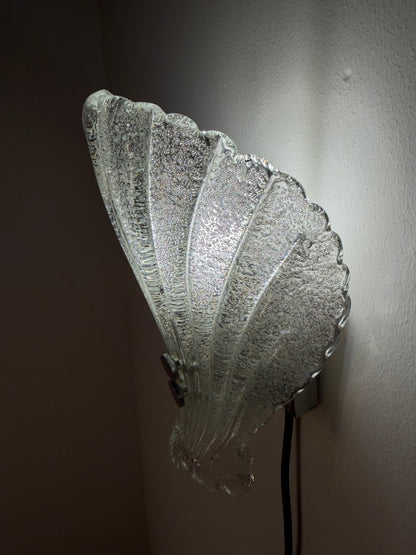 Vintage Wandlampe Muschel Glas von Sölken