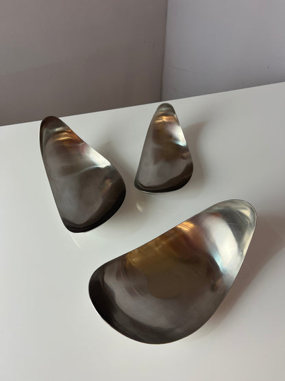 Vintage Servierschale Leaf von Helle Damkjær für Georg Jensen Set von 2