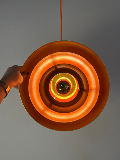 Vintage Lamellenlampe aus Dänemark gold orange