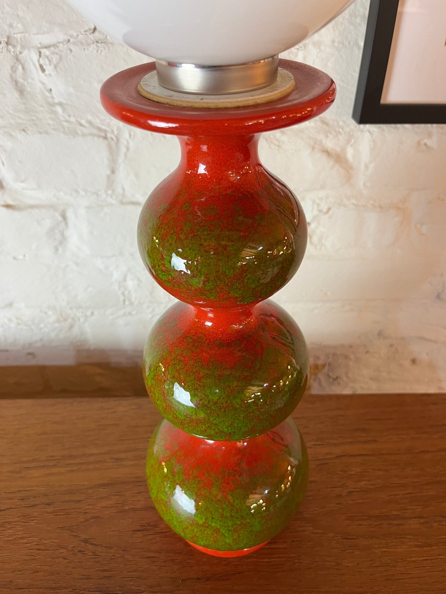 Vintage table lamp Bubble ceramic red green by Kaiser Leuchten
