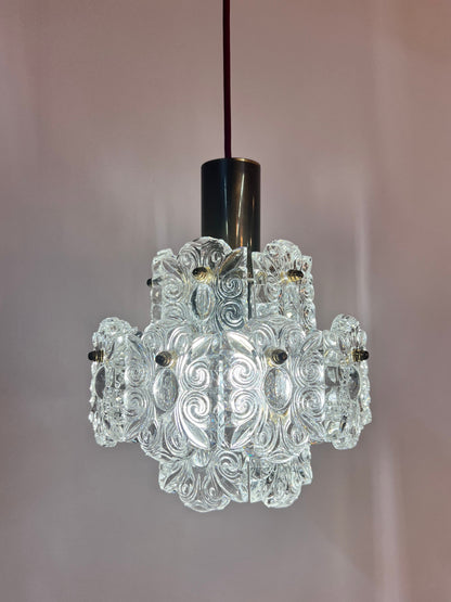 Vintage Hängelampe Kristallglas von Kinkeldey