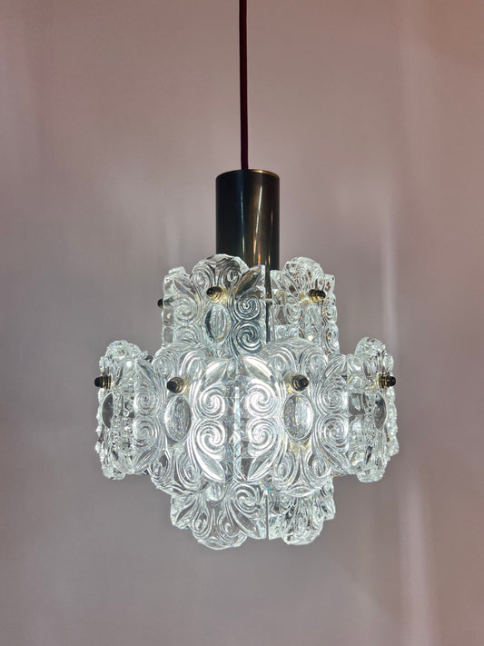 Vintage Hängelampe Kristallglas von Kinkeldey